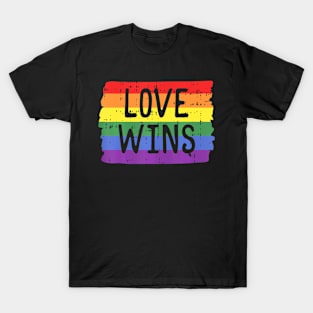 Love Wins  Rainbow Flag Gay Lgbt Pride Support T-Shirt